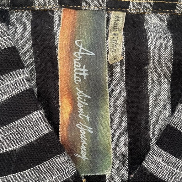 Aratta Silent Journey Anthro Stripe Floral Embroidered Top S High Low Tunic Boho - Picture 4 of 11